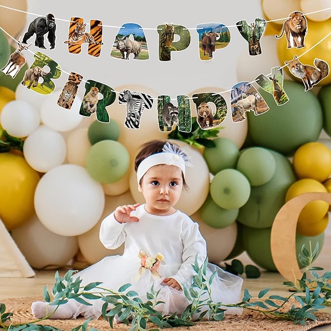 Safari Animals Party Decorations Happy Birthday Banner Safari Animals Party Banner Garland for Birthday Party Decorations Safaris Animals Party Supplies