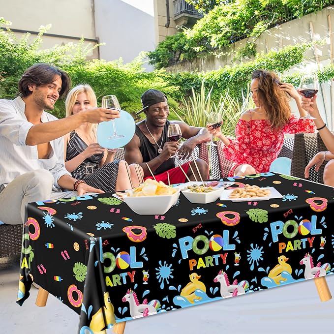 Pool Party Birthday Decorations Tablecloth,Summer Pool Party Table Cloth Decorations Summer Table Cover Spool Par-ty Tablecloth for