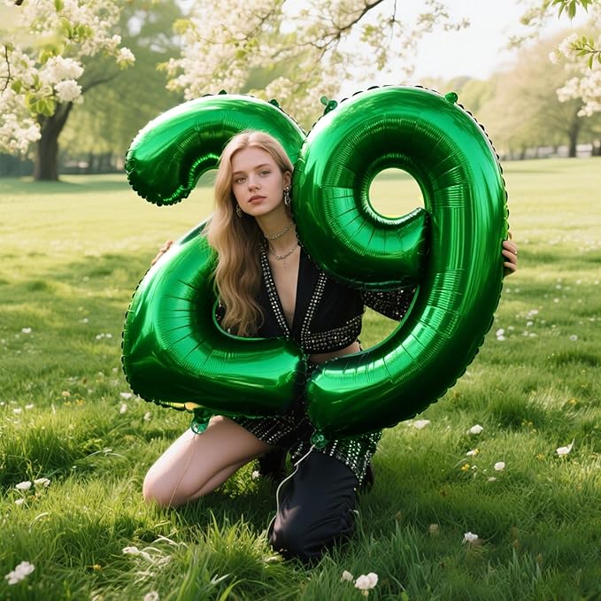 40 Inch Green Number 29 Digital Balloon,Jumbo Mylar Foil Helium Balloon for 29 Balloons for Birthday Party,Wedding Anniversary Party Decorations