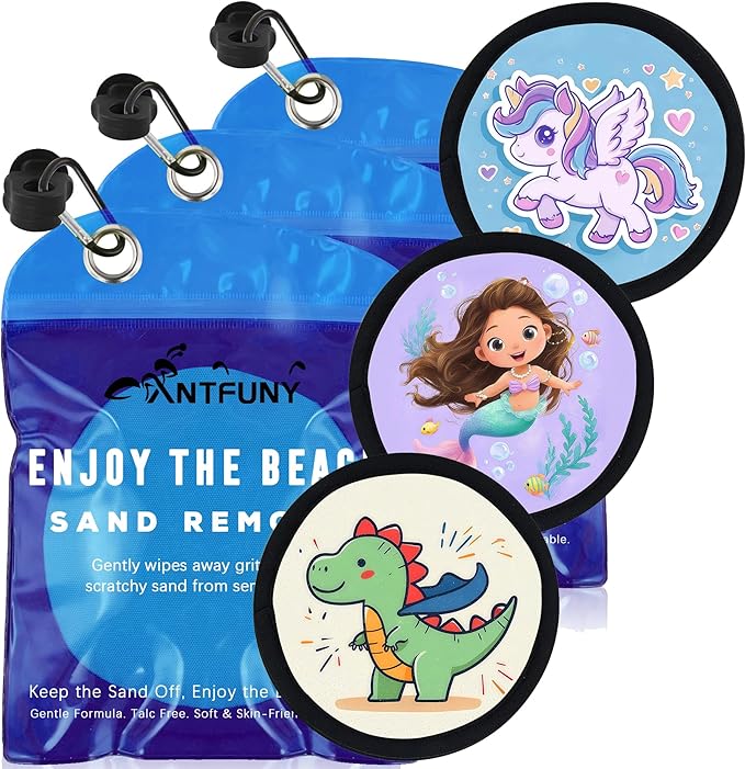 3 Pack Mermaid Unicorn Dinosaur Sand Remover Cleaner Eraser for Family Women Vacation Trip Hawaii Honeymoon Gift Costa Rica Resort Rio de Janeiro Bahamas Punta Cana Essential Waikiki Spring Trip