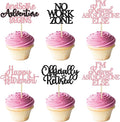 Gyufise 30Pcs Happy Retirement Cupcake Toppers Officially Retired Cake Toppers No Work Zone Adventure Begins Cupcake Picks for Retirement Theme Farewell Birthday Party Decorations Supplies Pink Black