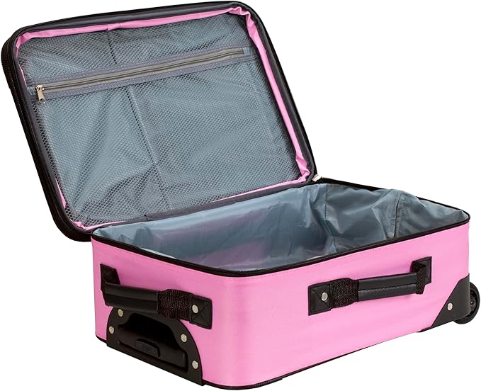 Rockland Fashion Softside 2 Piece Luggage Set, Expandable, (14" Tote/19" Upright), Pink