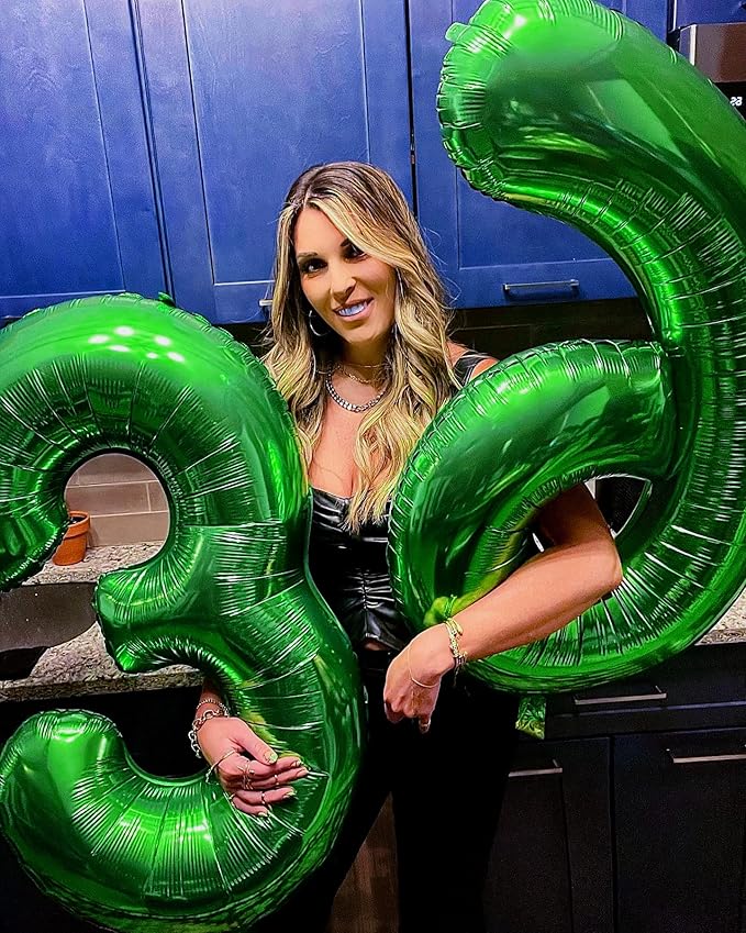 Green Number 13 Balloon 40 inch, 13 Number Balloons, 13th Green Birthday Decorations, 13 Year Old Girls Boys Party Supplies, St. Patrick's Day Games Theme Birthday Decorations