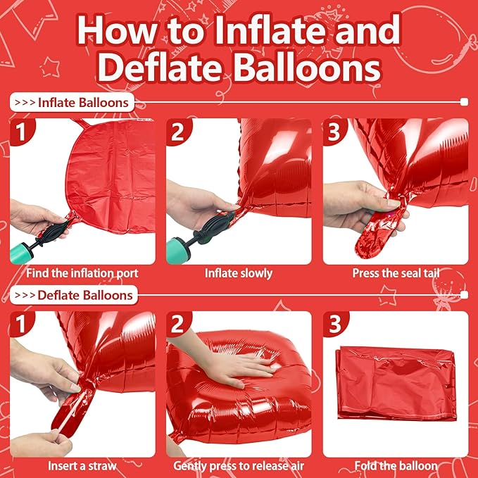 NISOCY 36PCS Red Square Foil Balloons Wall Backdrop Metallic Double Sided Red Christmas Balloons Tunnel Arch Kit for Birthday Baby Shower Valentine‘s Day Party Decoration