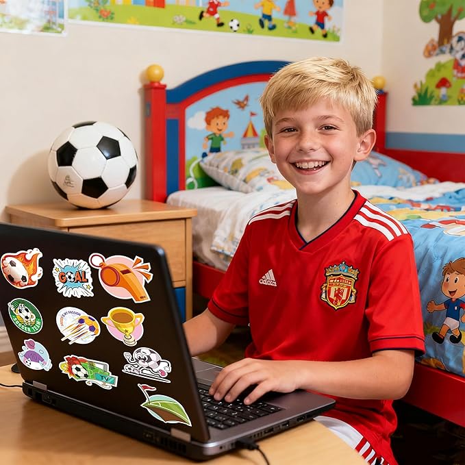 Soccer Party Favors - 100 PCS Soccer Stickers for Kids | Water Bottle,Laptop Sports Football Stickers for Toddlers - Activities Birthday Toys Games Crafts Gifts for Goodie Bags Gift Bags
