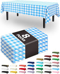 Pureegg Plastic Table Cloth Disposable 8 Pack, 54 x 108 Inch Table Cloths, Party, Picnic, Decorative Gingham Tablecloths, Rectangle, Blue and White Checkered Cover, Leakproof & Sturdy, Blue Plaid