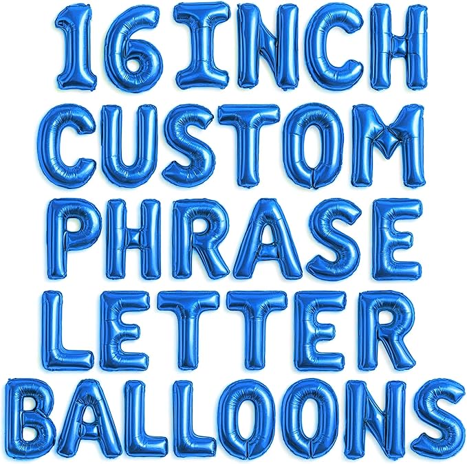 [52pcs] Blue Letter Balloons - 2 Full A-Z Sets For Blue Letter Balloon Banner | Alphabet Ballons | 16 inch Foil Ballon | Customized Name Balloon Letters for a Birthday, Graduation, Wedding Baby Shower