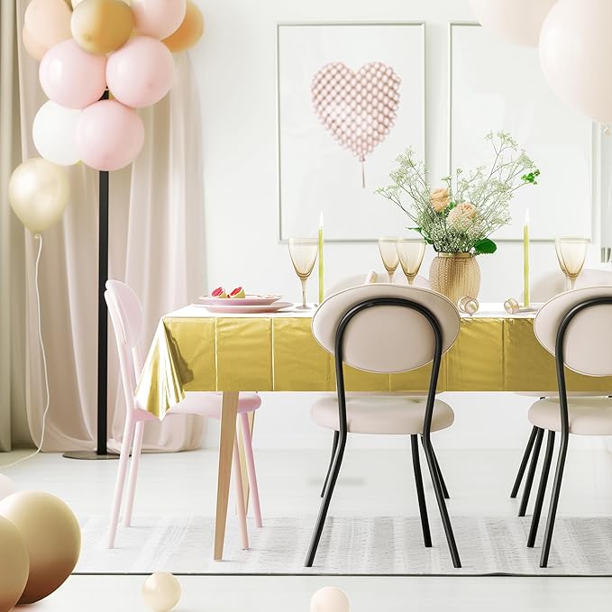 2pcs Champagne Gold Foil Tablecloth 54*72inch Plastic Wedding Birthday Party Table Cloths Light Gold Waterproof Disposable Table Cover for Christmas Grad Elegant Event Anniversary Party Supplies
