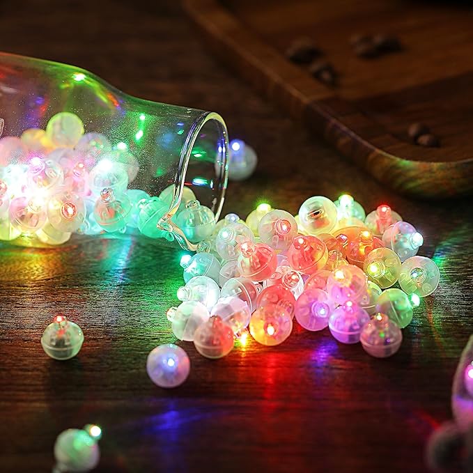 AIKEI 50pcs LED Balloon Lights,Mini Balls Lights,Long Standby Time Waterproof Led Light for Paper Lantern Easter Halloween Christmas Wedding Birthday Party Decoration Colorful