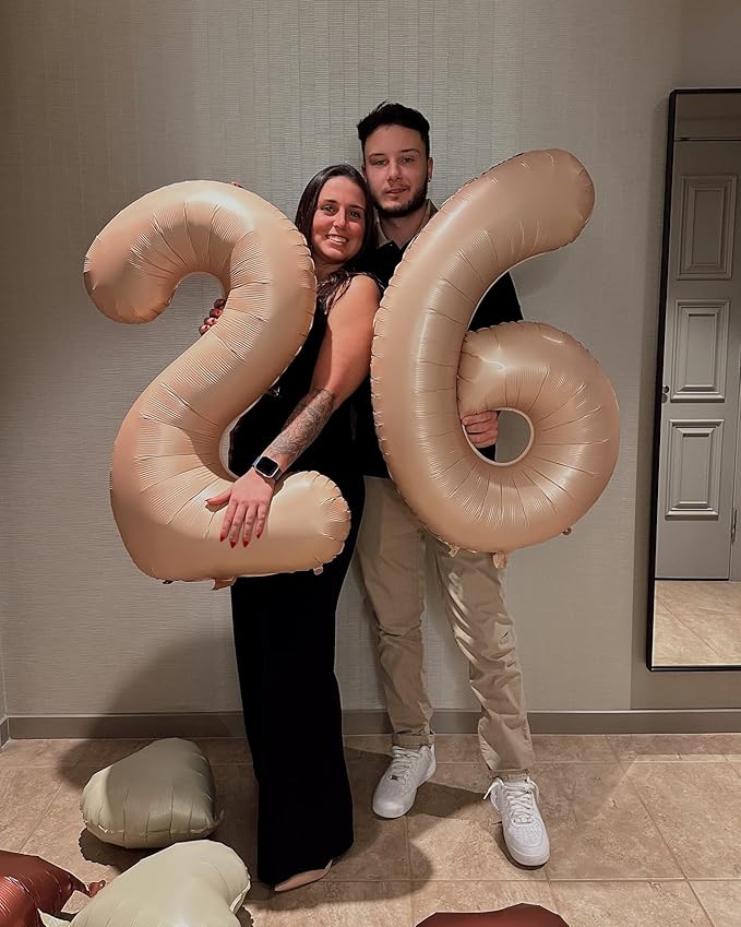Light Brown Number 6 Balloon 40 Inch, 6 Balloon Number, 6th Birthday Decorations, Light Brown Party Supplies for Boys Girls