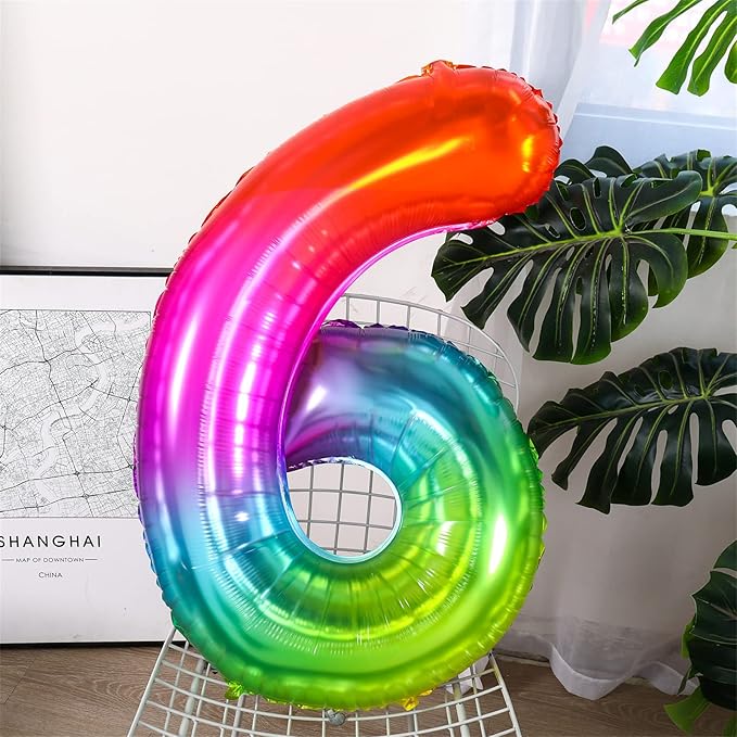 16 Balloon Numbers, Sweet 16 Balloons for 16th Birthday Party Decorations, 40" Multicolor Large Balloons, Large Mylar Rainbow Balloons, Anniversary Decor Jumbo Colorful Foil Balloon