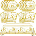 41 PCS Gold Birthday Decorations 40 Years old Paper Plates Napkins Tablecloth Birthday Supplies 1986 Theme Party Tableware Cheers to 40 Years Table Party Decor Favors for Men and women Party Supplies