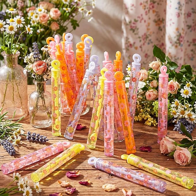 32 Pcs Hippie Daisy Bubble Wands Daisy Bubble Wand Groovy Party Favors for Adult Summer Activity Birthday Party Goodie Bag Stuffers Gifts Wedding Supplies