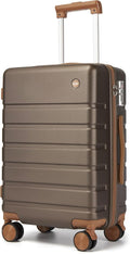 Hulsin Carry on Luggage Suitcase, 22x14x9 Airline Approved 20 Inch Hardside Carry-on Luggage with Spinner Wheels, Hard Shell Luggage with TSA Lock, Hard Case Small Travel Suitcase (Coffee, 20-Inch)