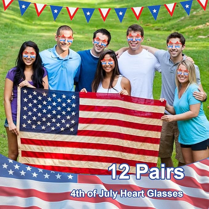 12 Pairs Star Sunglasses Bulk 4th of July Star Glasses Rimless Patriotic Fourth of July Star Shaped Party Sunglasses