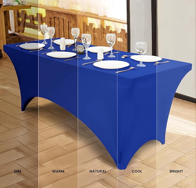 Utopia Kitchen Spandex Tablecloth 2 Pack [8FT, Royal Blue] Tight, Fitted, Washable and Wrinkle Resistant Stretch Table Cloth Rectangle Cover for Trade Show, Weddings & Parties [96Lx30Wx30H Inch]