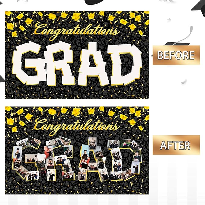 Large Graduation Photo Banner Decorations 72x44 Inch,Graduate Banner for Class of 2026 Ceremony Congratulations Grad School DIY Prom Favors Party Supplies, Picture Backdrop Sign Photography Background