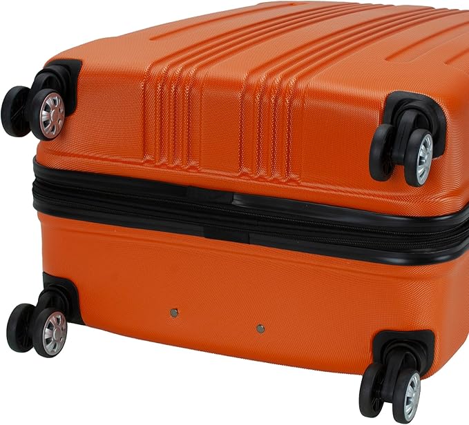 Rockland London Hardside Expandable Spinner Wheel Luggage, Checked Large 28", Orange