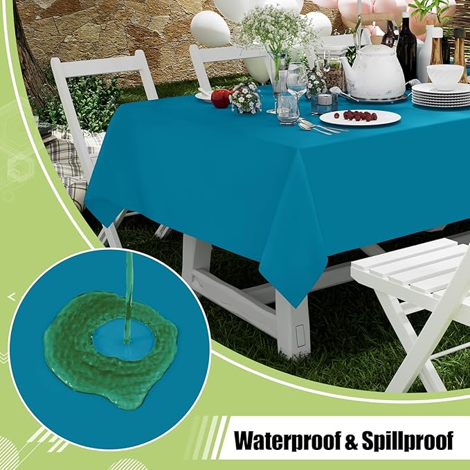 Smiry Disposable Table Cloth - 10 Pack, 54 x 108 Inch Waterproof Rectangle Tablecloths for Parties, Decorative Plastic Table Cover, Leakproof & Sturdy, Aqua