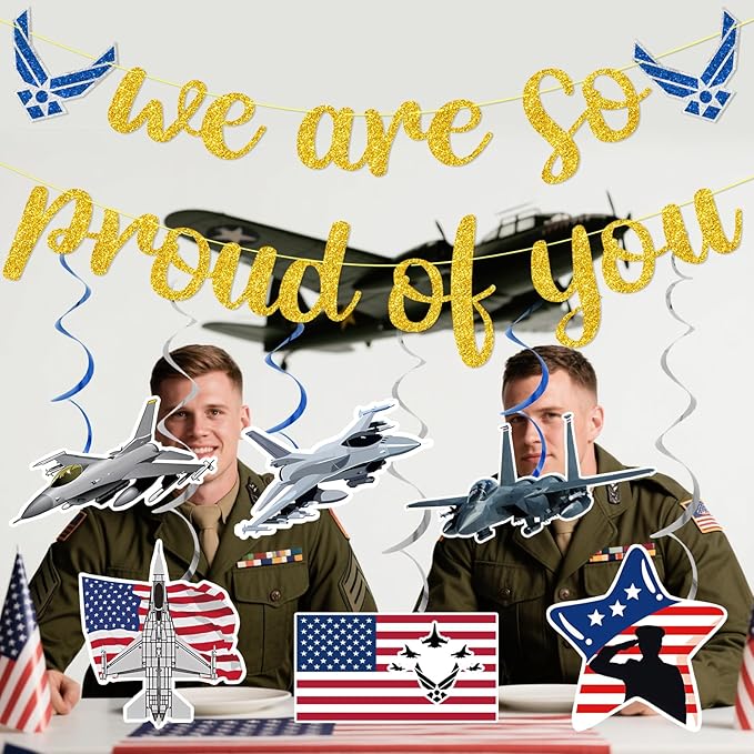 Air Force Party Decorations - We Are So Proud of You Banner Airforce Party Decorations Banner Military Decor for Birthday Party