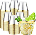 RACETOP 9 oz 200 Pack Plastic Cups with Gold Rim, Disposable Gold Rim Clear Plastic Cups for Parties, Gatherings, Weddings, and Festival Events