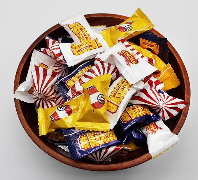 Circus Themed Peppermints 100 Count Individually Wrapped - Bulk Mints For Birthday Party Giveaways & Candy Goodie Bags-Carnival Fun Mints For Adults or Kids