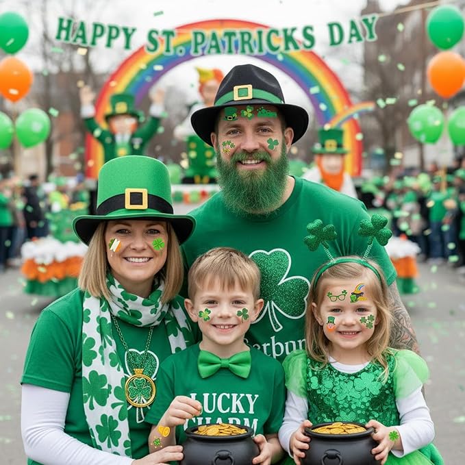 St Patricks Temporary Tattoos St Patricks Day Decorations St Patricks Party Favors Supplies Saint Patricks Day Face Stickers Gifts St Patricks Accessories Irish St Paddys Days 4 Sheets - 50Pcs