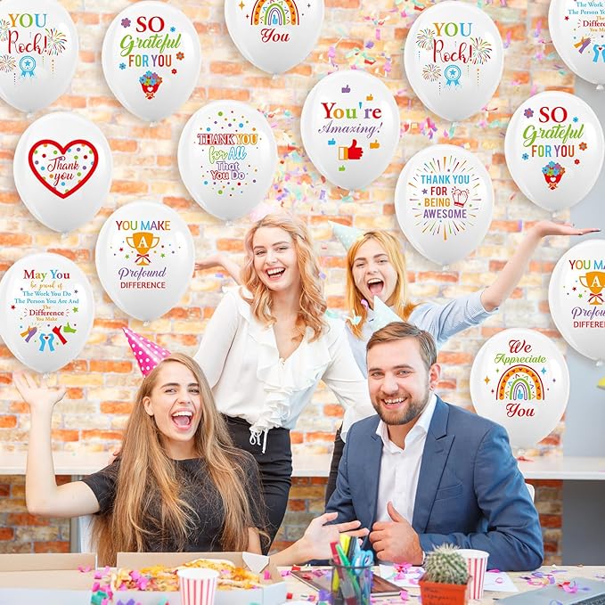 HOWAF 36pcs We Appreciation You Balloons,Employee Appreciation Day Part Latex Balloons for Employee Appreciation Day Office Decor,Thank You Employee Balloons for Employee Appreciation Party Supplies