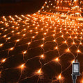WATERGLIDE Outdoor Halloween Net Lights, 12FT x 5FT 360 LED Fairy String Light with 8 Lighting Modes, Connectable Light Safe Adaptor for Garden Tree, Bushes, Holiday Wedding Party Decorations, Orange