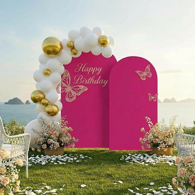 Metal Arch Backdrop Stand and Cover Set, 7.2FT, 6FT Party Backdrop, Easy to Assemble, Backdrop Stand for Parties, Birthday, Baby Shower