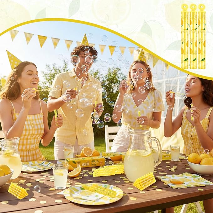 32 Pcs Lemon Bubble Wands Fruit Bubble Wand Party Favors for Adult Summer Activity Birthday Party Goodie Bag Stuffers Gifts Wedding Supplies