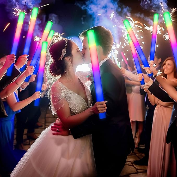 68 Pack Led Foam Glow Sticks Bulk, Wedding Glow Sticks for Reception Props, White Light-up Sticks for Wedding，Light up foam Sticks, Party Light Sticks Pack, Light Sticks for Parties Bulk