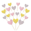 30 PCS Love Heart Cupcake Toppers Glitter Sweet Love Cupcake Picks Bridal Shower Cake Decorations for Wedding Engagement Valentine's Day Baby Shower Birthday Party Supplies Gold Silver Pink