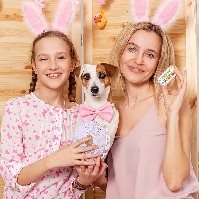 Cholemy 1000 Pcs Easter Tickets Roll Numbered Multicolor Egg Bunny Door Drinks Game Raffle Tickets for Happy Easter Carnival Party Favors Decorations Supplies(Happy Easter)