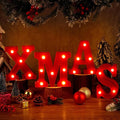 VIHOSE Christmas LED Letter Lights Sign Table Decoration Xmas Light up Letters Battery Powered Letter for Indoor Christmas Decoration Home Bar Party Bedroom Tabletop Gift