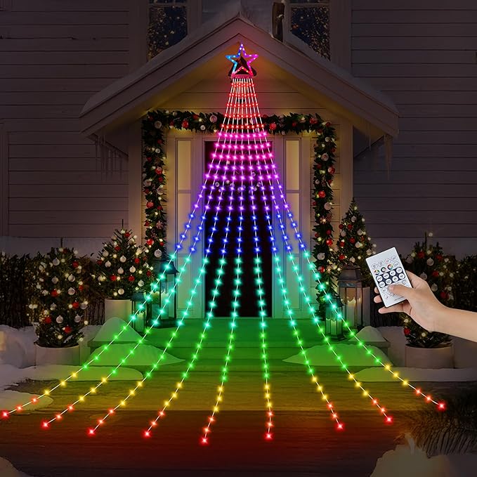 FUNIAO (New Multi Color Changing Christmas Lights, Christmas Tree Lights with Remote, 335 LED RGB Timer & Waterproof Outdoor String Lights for Halloween, Christmas, New Year (RGB Color Change)