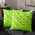 DFXSZ Halloween Pillow Covers 18x18 inch Set of 2 Green Ghost Throw Pillow Cases Soft Plush Faux Fur Wool Couch Cushion Case for Chair Sofa Bedroom Living Room Home Decor PTK03Y18