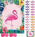 NEBURORA Pin The Crown on The Flamingo Party Game with 24 Crowns Stickers for Kids Flamingo Theme Party and Birthday Hawaiian Luau Party Supplies