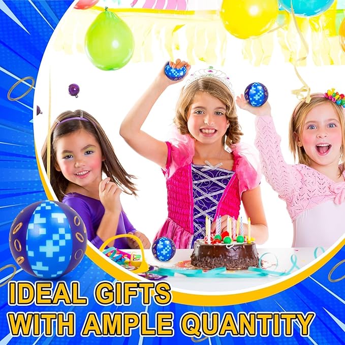 6 PCS Blue Golden Rings Stress Balls for Kids Party Favors, 2.48 Inch Anxiety Relief Fidget Sensory Toys, Golden Rings Squeeze Toys Bulk for Birthday Goodie Bags, Carnival Gifts & Classroom Prizes