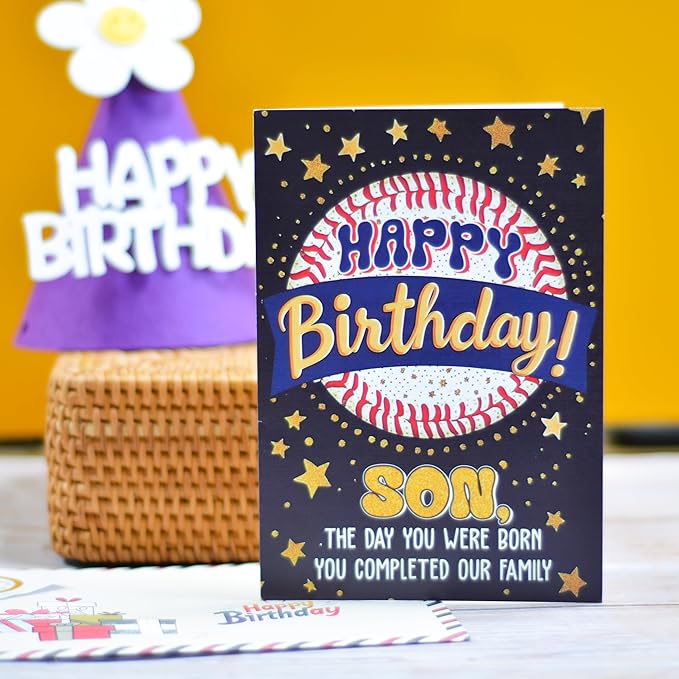 Birthday Card for Son, Son Birthday Card with Seal and Envelope, Sons Cards from Mom, Dad, Parents