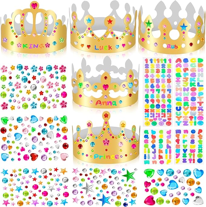 Gold Paper Crowns, Diy Birthday King Crowns Craft to Decorate, Paper Prince Princess Crown Hats for School Classroom