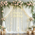 20x10FT Cream White Backdrop Curtains with Lights for Parties,Wrinkle Free Wedding Photo Backdrop Curtains for Baby Shower Birthday Ceremony Reception Home Party Decorations-5ft x 10ft,4 Panels