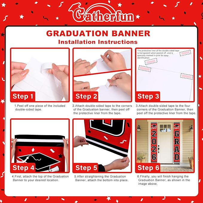 2026 Graduation Decorations,Congrats Grad Banner Backdrop for Class of 2026 Decorations- Red Graduation Party Decorations