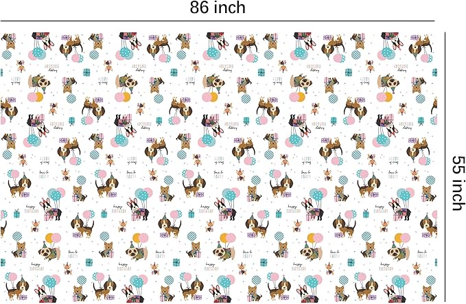 Dog Birthday Decorations Tablecloth, Disposable Puppy Dog Party Supplies Table Cover for Birthday Baby Shower, 3 Pack, 86in x 55in