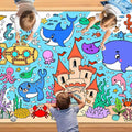 Under The Sea Giant Coloring Poster 72 x 30 Inch Large Ocean Theme Coloring Roll Paper Huge Table Art Crafts for Kids Wall Classroom Home Gift Birthday Party Supplies Decoration
