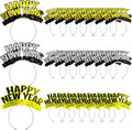 Melisheer 12 PCS New Years Eve Party Supplies, Happy New Years Headband Party Favors Gold Silver Black Headband Accessories