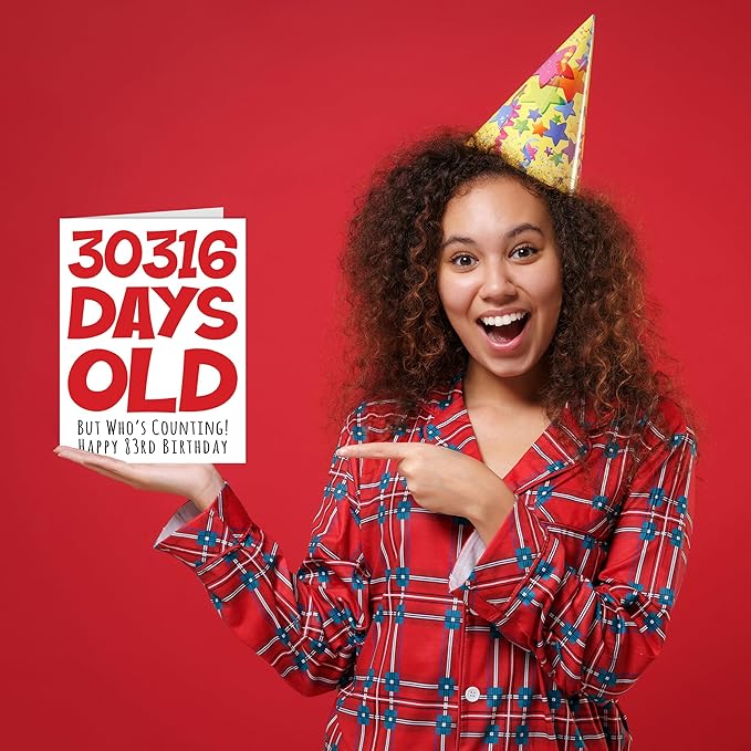 Stuff4 83rd Birthday Card for Men Women Him Her - 30316 Days Old - Funny Eighty-Three Eighty-Third Happy Birthday Card for Grandma Grandpa Gran Mom Dad, A5 Humor Joke Greeting Cards
