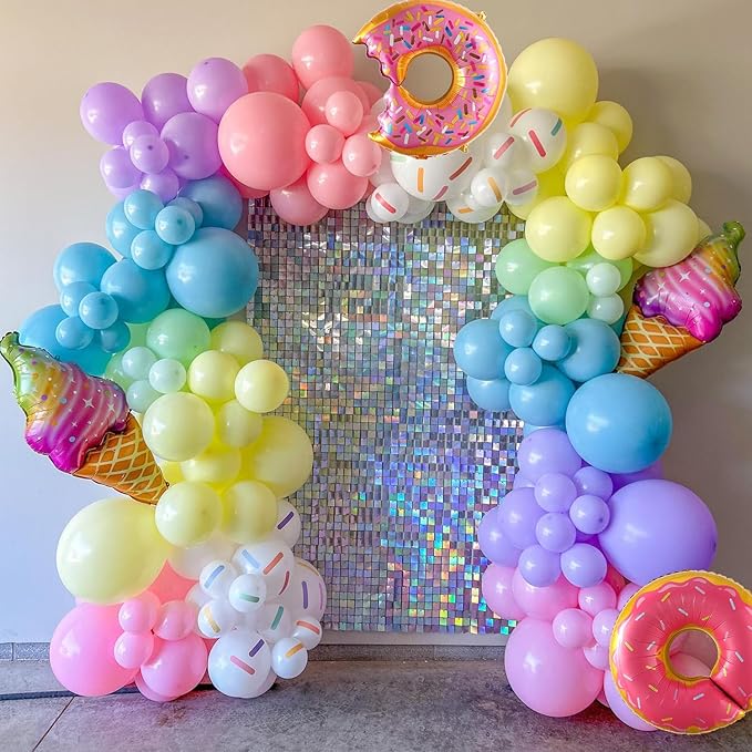 Pastel Donut Balloon Arch Garland Kit,159Pcs Macaron Color Rainbow Balloons Ice Cream Foil Balloons for Girls Donut Grow Up Sweet One Candyland 67 Birthday Party Baby Shower Two Sweet Decorations