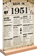 DARUNAXY 75th Birthday Party Decorations, Vintage Back in 1951 Poster Acrylic Sign with Stand 75 Year Old Party Supplies for Men& Women Vintage 1951 Table Decor 75th Anniversary Class Reunion Gifts