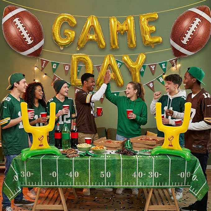 Football Party Decorations & with Football Goalpost Game Day Letter Banner Foil Balloons for Kids Adults Sports Theme Birthday Major Touch Down Tailgating Supplies Season Celebration Supplies